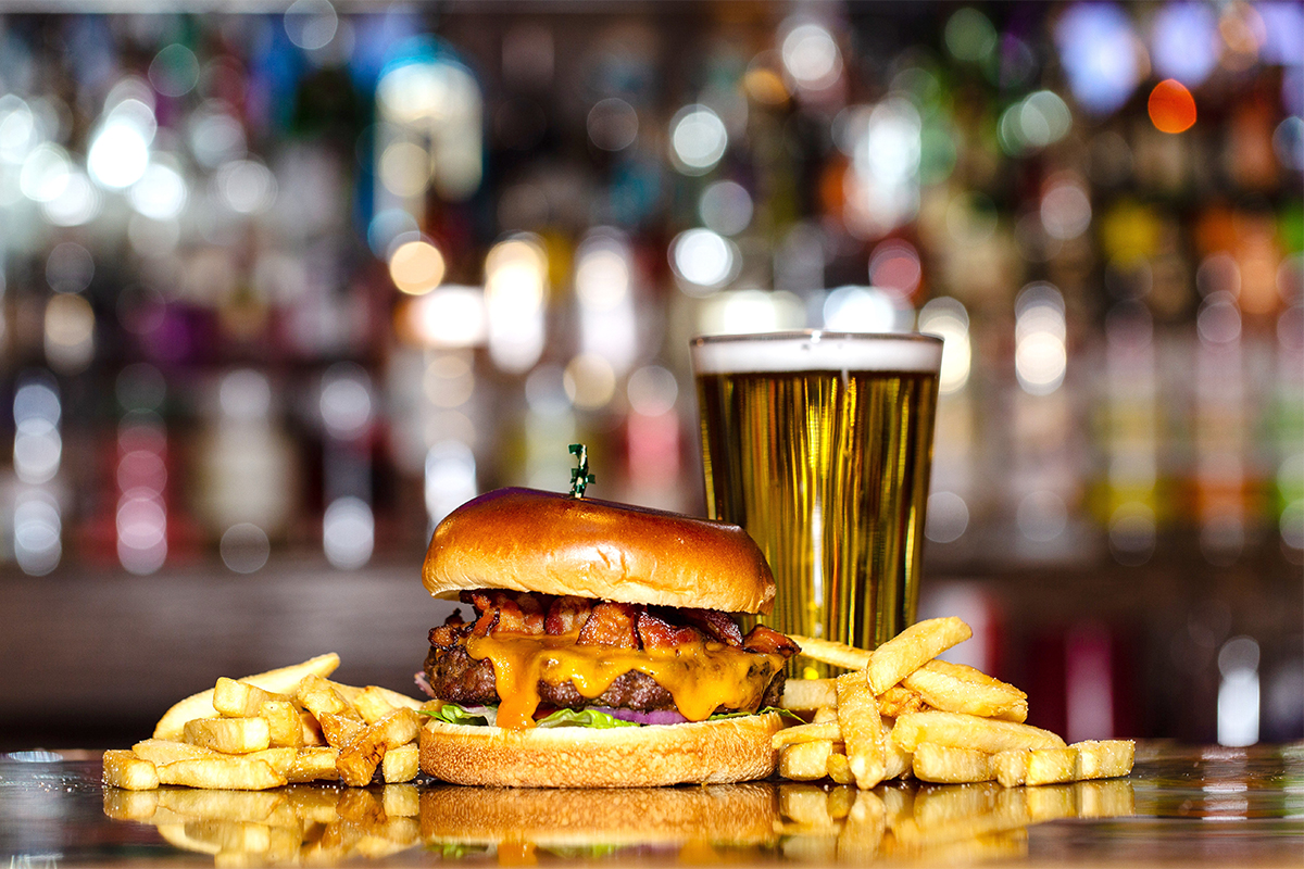 Burger, fries and beer