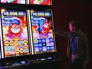 Slot Machine Feature with man