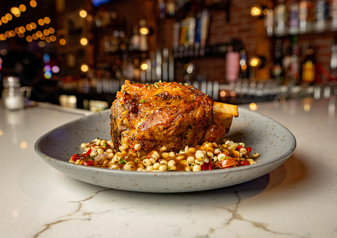 Meat plated on the bar